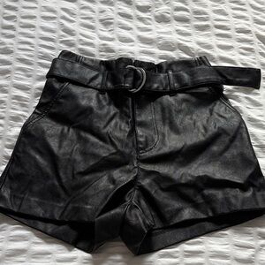 Divided Black High Waist Women's Leather Shorts
